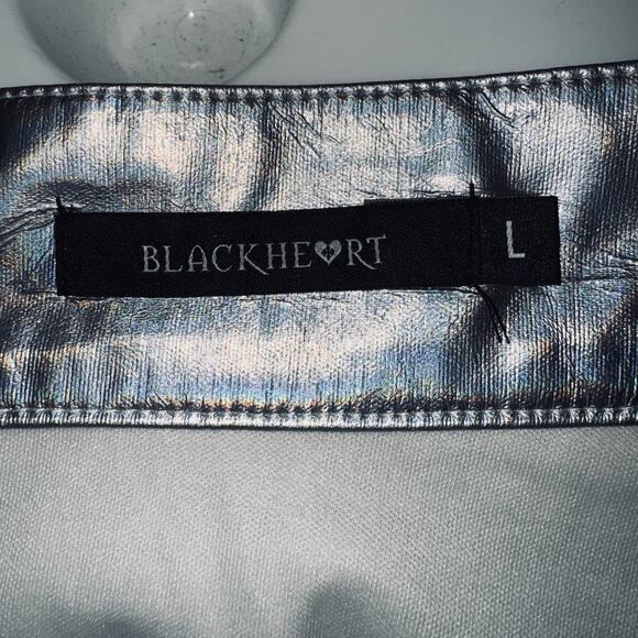 Hot Topic Black Heart Large Silver Shiny Iridescent Vinyl Circle Skirt Festival - Picture 4 of 5